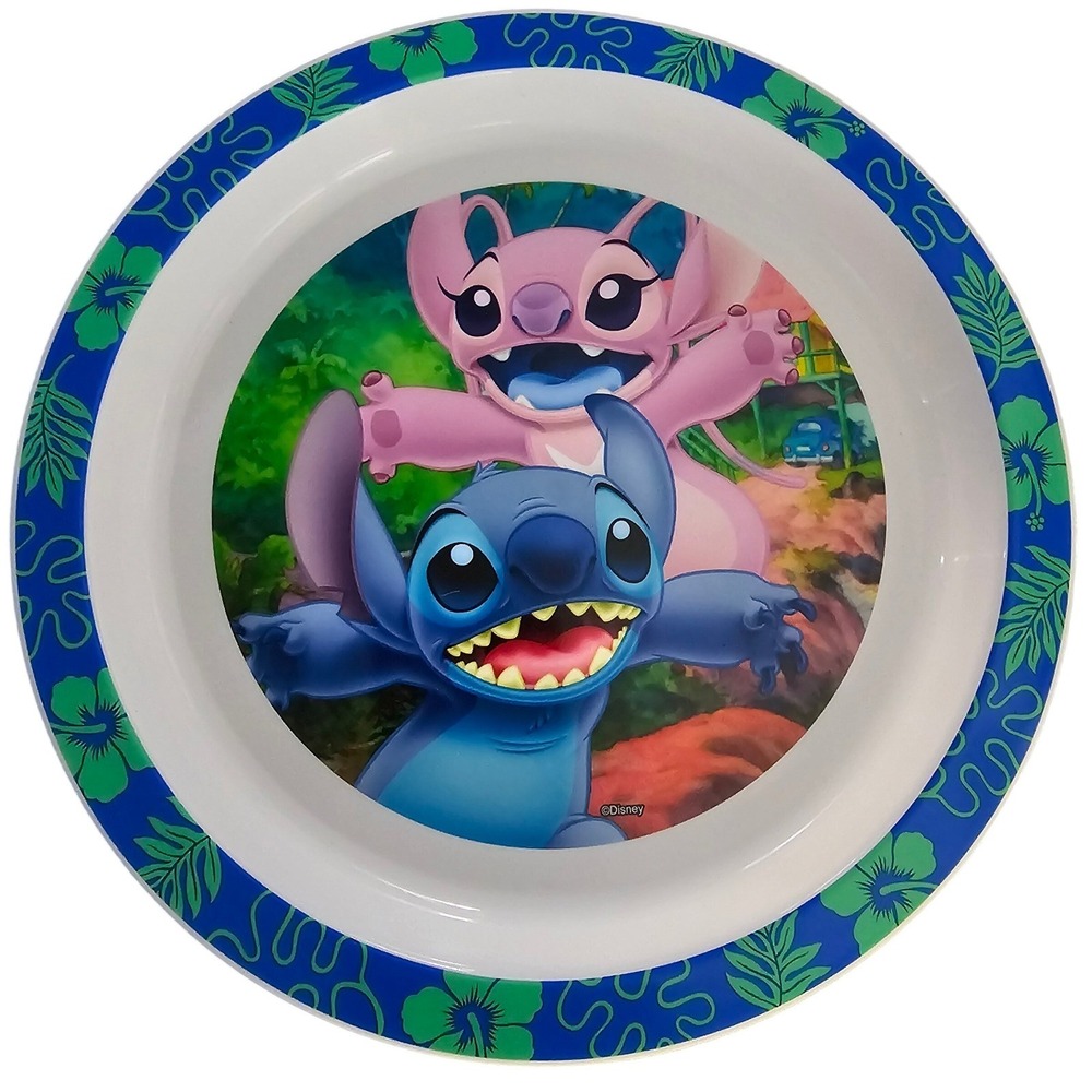 Disney Lilo & Stitch Angel Melamine Plate and Bowl Set Tropical Blue White